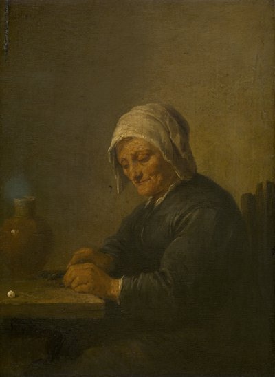 Alte Frau beim Tabakschneiden von David Teniers the Younger